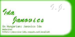 ida janovics business card